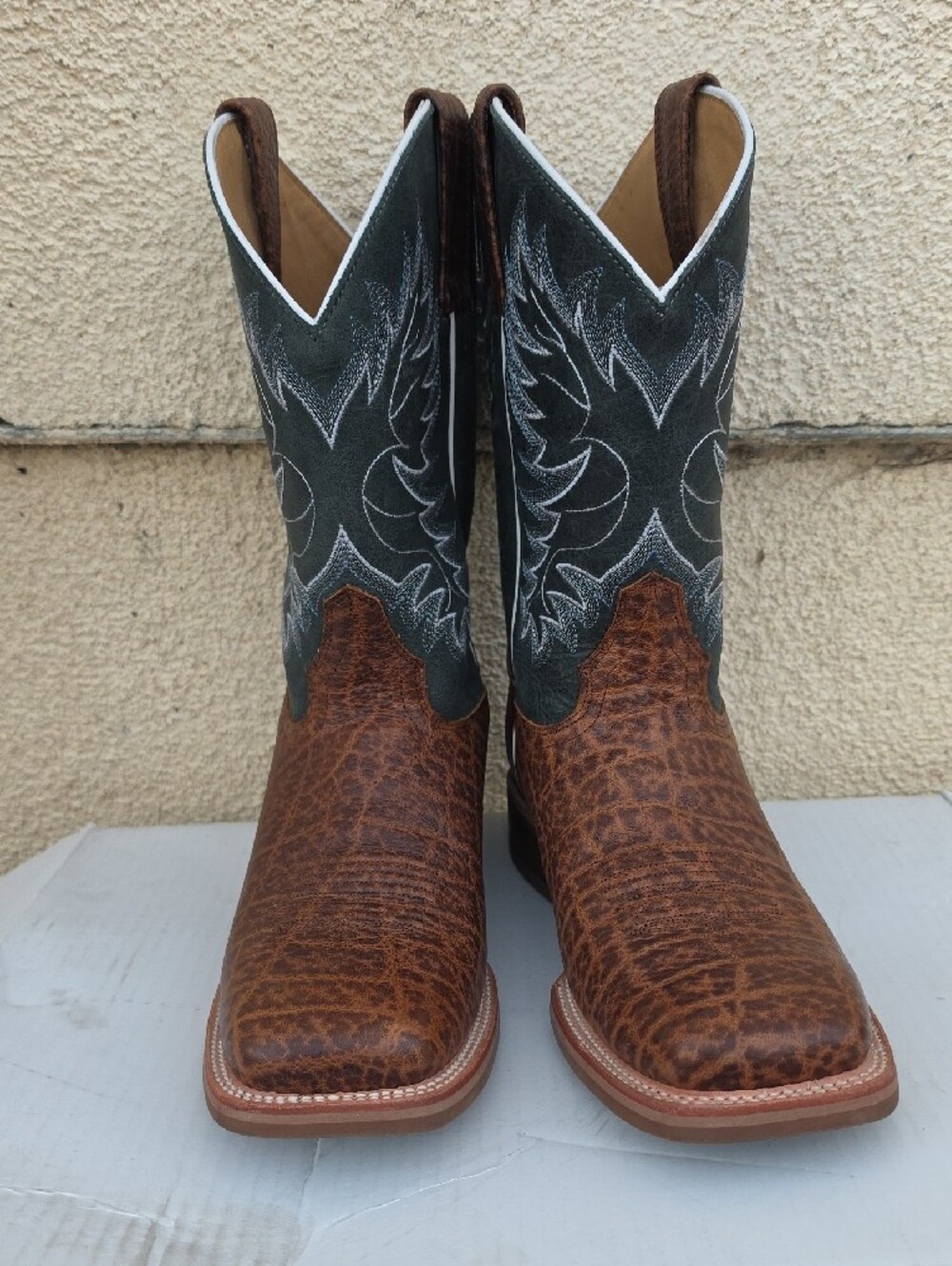 CODY JAMES Men's Two-Tone Brown & Green Western Cowboy Boots